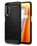 TesRank Realme 7 Case, Soft TPU Cover Phone Case [Carbon Fiber Texture] [Shock Absorption] Phone Protectors for Realme 7-Black