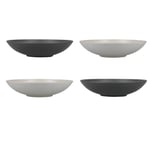 KitchenCraft Set of 4 Pasta Bowls Lead-Free Glazed Stoneware Embossed Grey