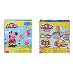Play-Doh Peppa Pig Stylin Set with 9 Non-Toxic Modeling Compound Cans and 11 Accessories, Peppa Pig Toy for Kids 3+ & Kitchen Creations Flip 'n Pancakes Playset 14-Piece Breakfast Toy for Kids 3 +