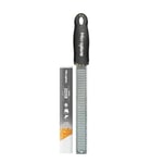 Microplane Zester Grater in Black for Citrus Fruits, Hard Cheese, Ginger, Chocolate and Nutmeg with Fine Stainless Steel Blade - Made in USA
