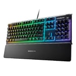 SteelSeries 64798 Apex 3 - Gaming Keyboard - 10-Zone RGB Lighting - Premium Magnetic Wrist Rest - Spanish QWERTY Layout, Black