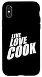 Coque pour iPhone X/XS Live Kitchen Love Cook Toque de chef 5 étoiles Cuisine