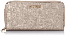 Guess Alanis Large Zip Around Organi, Portefeuille Femme, Bleu (Pewter), Taille Unique