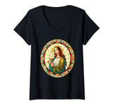 Womens Saint Philomena Stained Glass Window V-Neck T-Shirt