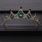 Vintage Grön Rhinestones Kristall Bröllop Krona Brud Tiara