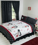 SUPER KING SIZE DUVET COVER SET BETTY BOOP SUPERSTAR BLACK WHITE RED LIPS HEARTS