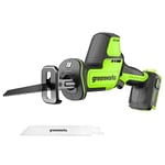 Greenworks 24V Brushless Compact One-Handed Reciprocating Saw (3,000 SPM), Cordless Powered Variable Speed Recip Saw, Battery Not Included