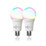Smart Bulb E27, Alexa Light Screw Bulbs, 2 Pack, Colour Changing WiFi LED Lights, RGB and Warm to Cool White Dimmable, 7.5W 800LM, Works with Alexa and Google Assistant, Remote Control by Smart Phone