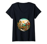 Womens Mountains Sunset Wildlife Acadia V-Neck T-Shirt