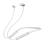 écouteurs sans fil Bluetooth 5.0 HiFi Stéréo Adsorption magnétique Tour de cou Casque Casque de sport étanche avec micro, Blanc