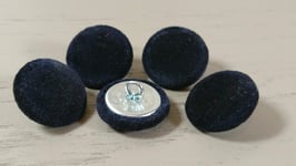 Dark Blue Velvet Fabric Buttons, Choice of Sizes 10mm, 16mm, 18mm, 20mm, 23mm, 25mm, 31mm or 37mm - Pack of 6 Buttons (31mm)
