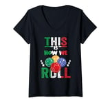 Womens This_Is_How We Roll, Bocce Ball Player Bowling Game Boccia V-Neck T-Shirt