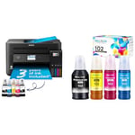 Epson EcoTank ET-4850 A4 Multifunction Wi-Fi Ink Tank Printer, With Up To 3 Years Of Ink Included & HALLOLUX 102 Ink Compatible 102 Ink Bottle Multipack EcoTank ET-2700 ET-2750