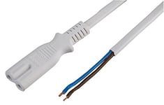 PRO ELEC PE01016 Câble d'alimentation IEC C7 (Figure 8) vers extrémités dénudées, 5 m, blanc