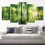 WENXIUF 5 Panel Wall Art Pictures Morning sunlight,Prints On Canvas 100x55cm Wooden Frame Ready To Hang The Animal Photo For Home Modern Decoration Wall Pictures Living Room Print Decor