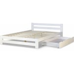 Décoshop26 - Lit double 2 personnes 140x200 cm avec tiroirs de rangement en bois blanc avec sommier à lattes