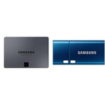 Samsung 870 QVO 8 TB SATA 2.5 Inch Internal Solid State Drive (SSD) (MZ-77Q8T0) & USB Type-C™ 256GB 400MB/s USB 3.1 Flash Drive (MUF-256DA/APC)