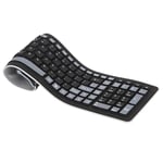 SovelyBoFan Portable Flexible Roll Up Washable Soft Silicone Keyboard with USB Receiver for PC Tablet Laptop Computer