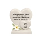 Personalised Grave Ornament/Memorial Plaque with Double Hearts | Graveside Decoration Gift in the Loving Memory of your Loving Deceased Ones (Dad)