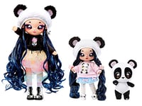 Na Na Na Surprise Family Lot de 3 poupées avec 2 poupées mannequin & 1 animal, jouets pour enfants, Famille Panda avec poupées aux longs cheveux, 12 accessoires & tenues & 1 adorable panda en peluche