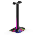 RAGZAN RGB Gaming Headphone Stand with 3.5mm AUX and 2 USB Ports, Desktop Premium Headset Stand Durable Gaming Headphones Holder for PC Gamer, Gaming Headphone Accessories, Black