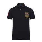 Ralph Lauren Herr Polotröja Solid Mjuk Andningsbar Mesh Polotröjor Slim Fit Krageknappar Kortärmad T-shirt Sommar Casual Strand Träning Tröja Black XL