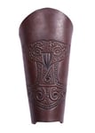 Battle-Merchant leather arm warmer with embossed Thor's hammer, brown antique arm protector LARP Medieval Viking., brown, Paar
