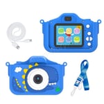 Dinosaur digitalkamera för barn 1080P fram/bak kamera &amp; spel - blå