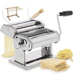 ADE Machine à pates fraiche manuelle de haute qualité | 7 épaisseurs de pâte pour lasagnes spaghetti fettucine | Pasta maker avec extras : Sécheur de pâtes et pinceau de nettoyage