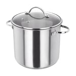 Judge HX313 Stainless Steel Stockpot with Glass Lid, Hollow Handles, 22cm, 6.5L Induction Ready, Oven Safe, Dishwasher Safe - 10 Year Guarantee