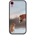Apple Iphone Xr Svart Mobilskal Med Glas Häst & Hund