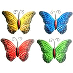 Tlily - 4 PièCes / Ensemble Oeuvre Murale Papillon en MéTal pour DéCoration de Jardin Miniatures Statues DéCor ExtéRieur Animal et Sculptures