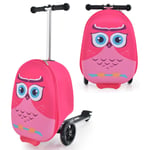 2-in-1 Ride On Scooter Suitcase 19” Kids Travel Luggage with Waterproof EVA Shell & LED Flashing Wheels