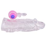 Clear Vibrating Rabbit Waterproof Penis Extender/Enlarger Stretchy Sleeve 