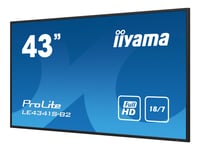Iiyama Prolite Le4341s-B2 - 43" Diagonal Klass (42.5" Visbar) Led-Bakgrundsbelyst Lcd-Skärm - Digital Skyltning - 1080P 1920 X 1080 - Svart Ram Med Blank Yta