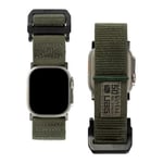 Urban Armor Gear Active Strap Bracelet Apple Watch 42mm / 44mm / 45mm [Watch SE, Series 8/7 / 6/5 / 4/3 / 2/1, Bracelet en Nylon et Acier Inoxydable] Foliage Vert