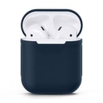 Skyddsfodral av silikon till Apple AirPods laddningsfodral (Färg:: Mörkblått)