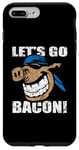 Coque pour iPhone 7 Plus/8 Plus Funny Let's Go Bacon Pig Style vieilli Dessin animé Porc