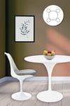 Tulip Set - White Medium Circular Table and Four Chairs with Luxurious Cushion