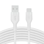 Belkin BoostCharge Flex silicone USB C charger cable, USB-IF certified USB type A to USB type C charging cable for iPhone 15, Samsung Galaxy S24, S23, iPad, MacBook, Note, Pixel and more - 3m, white