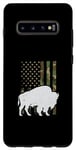 Coque pour Galaxy S10+ Drapeau patriotique américain vintage du parc national Bison et Buffalo