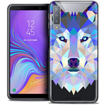 Caseink Coque pour Samsung Galaxy A7 (2018) A750 (6) Housse Etui [Crystal Gel HD Polygon Series Animal - Souple - Ultra Fin - Imprimé en France] Loup