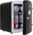 Koolatron Retro 4L 6 Can Portable Mini Fridge Compact Refrigerator for Black 