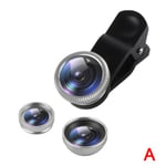 3 In1 Fish Eye+wide Angle+macro Camera Clip On Lens Kit For A Sliver