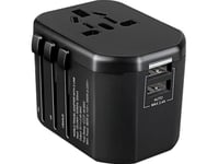 Orno Goworld Usb Universal Reseadapter För Över 200 Länder Världen Över, 100-240V, 8A, 2 X Usb, 5V 2,4A Intelligent Identifiering