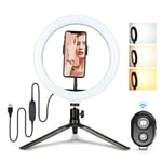 AJH Ring Light 10 Inches,Camera Photo Video Lighting Kit,Bluetooth Remote Control with 3 Dimmable Lighting Modes And 10 Brightness,For Makeup And Live Broadcast
