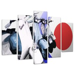 Set 5 Part Canvas Wall Art Pictures Boys Bedroom Scooters Mods 5149