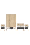 Nordic 3 Door 3 Drawer Wardrobe Bedroom Set