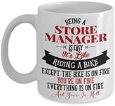 Being A Store Manager is Easy It's Life Riding A Bike Themed Funny 11 Oz White Ceramic Coffee Mug/Cup.
