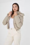 Cropped Hooded Puffer Jacket with Detachable Hood